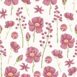 seamless Seamless 3D PBR Texture Featuring Soft Pink Floral Pattern with Green Stems texture 8k free download PBR