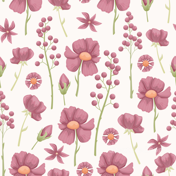 Featuring Soft Pink Floral Pattern with Green Stems Floral texture preview