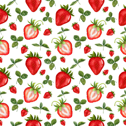 Pattern Bundle - Seamless 3D Pattern PBR Texture with Hand-Painted Strawberry and Leaf Motifs texture preview