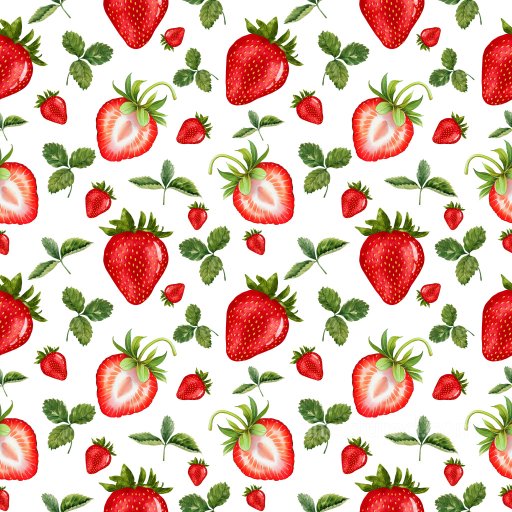 Pattern PBR Texture with Hand-Painted Strawberry and Leaf Motifs seamless Pattern Bundle PBR texture