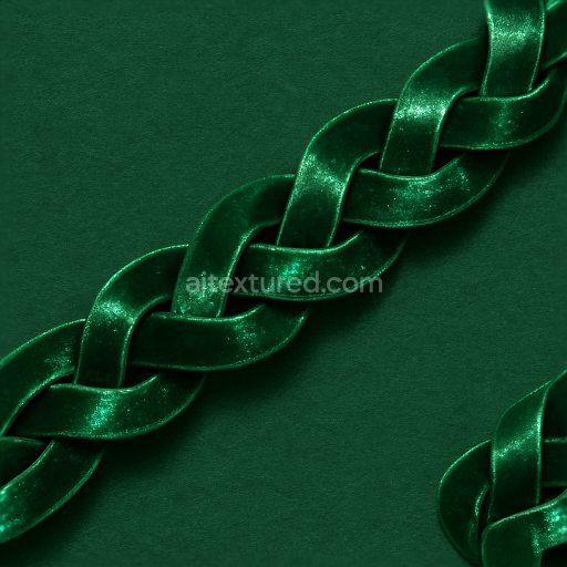 Seamless 3d texture pbr 8k glossy ribbons emerald green festive garland