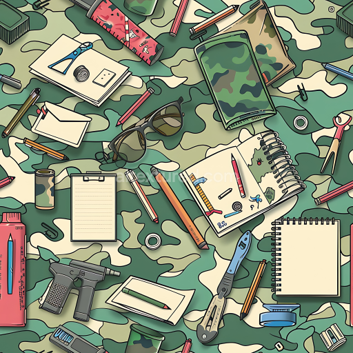 Seamless 3D Woodland Camouflage PBR Texture with Organic Green and Tan Patches