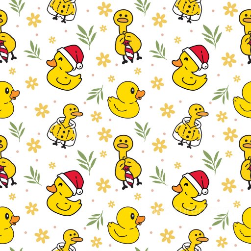 Pattern PBR Texture Featuring Playful Rubber Duck Cartoons with Floral Accents seamless Pattern Bundle PBR texture