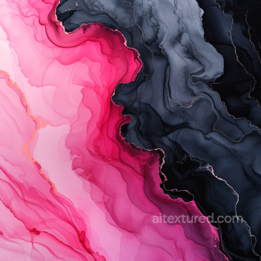 Alcohol Ink PBR Texture Featuring Dynamic Pink and gray Fluid Waves seamless Alcohol ink PBR texture