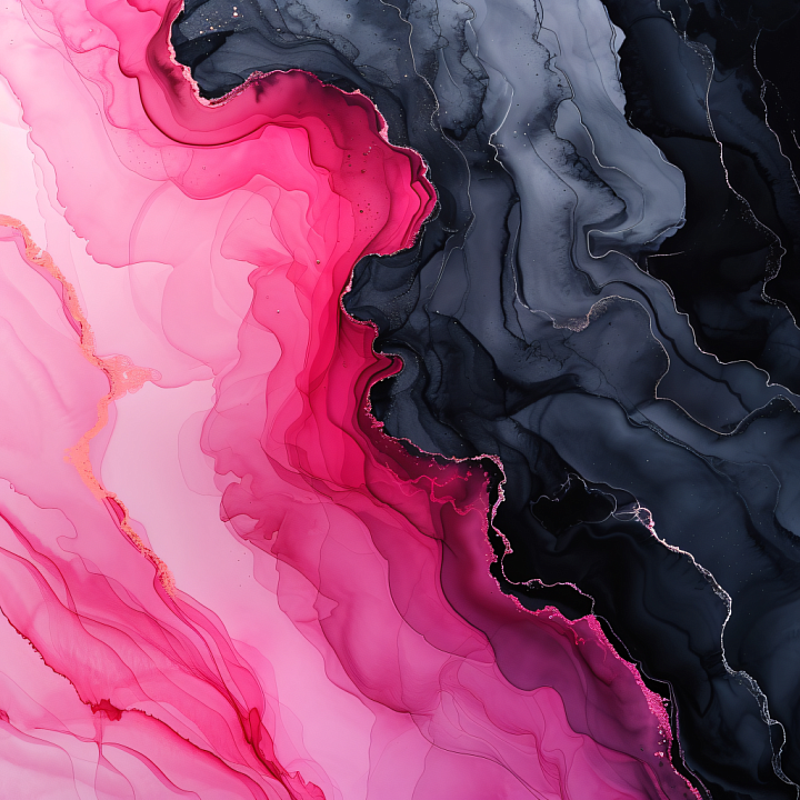 Alcohol Ink Featuring Dynamic Pink and gray Fluid Waves seamless PBR texture preview