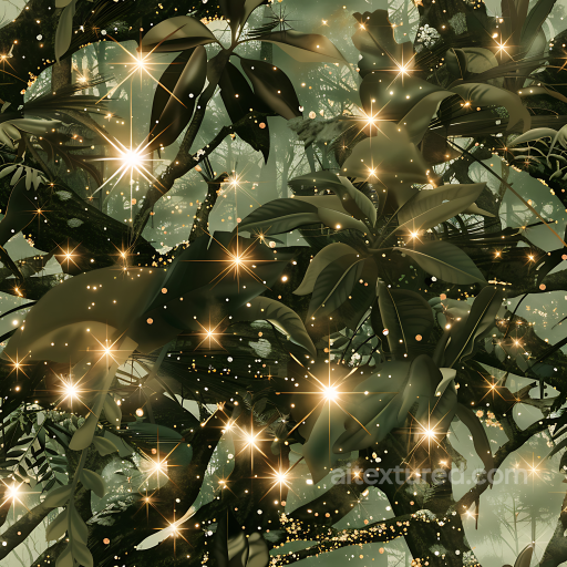 Jungle Camouflage PBR Texture with Dark Green Foliage and Golden Sparkle Highlights seamless Color Camouflage PBR texture