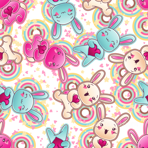 Featuring Cute Cartoon Bunnies with Hearts seamless Baby girl  PBR texture