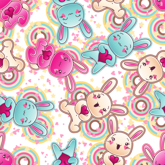 Featuring Cute Cartoon Bunnies with Hearts Baby girl texture preview