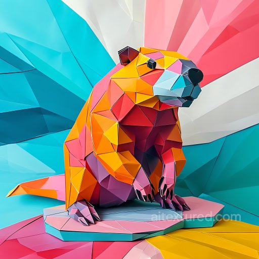 Animal - Seamless 3D PBR Texture of a Low-Poly Stylized Colorful Beaver texture preview