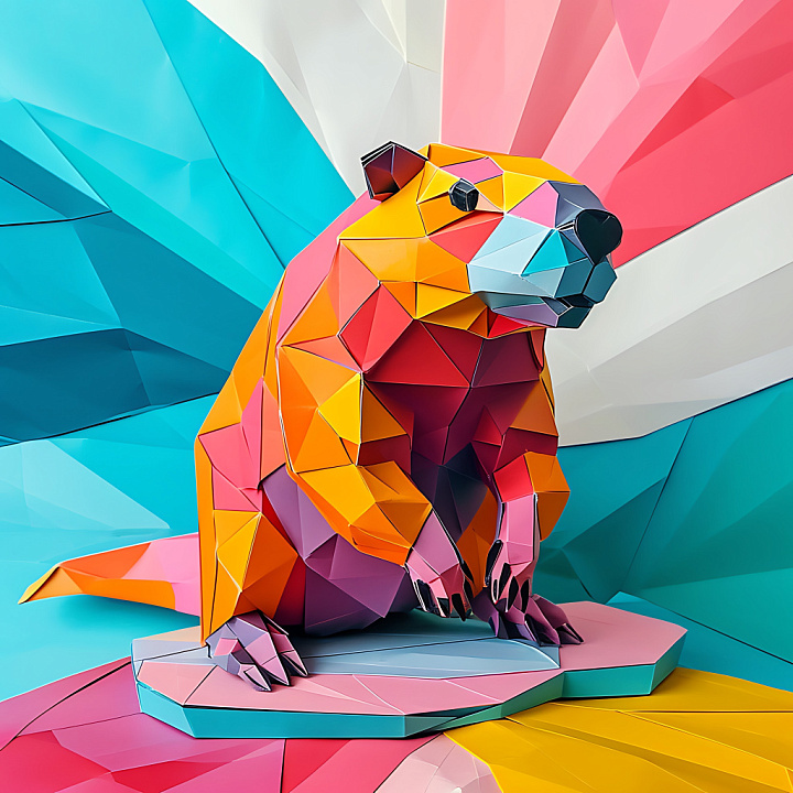 of a Low-Poly Stylized Colorful Beaver seamless PBR texture preview