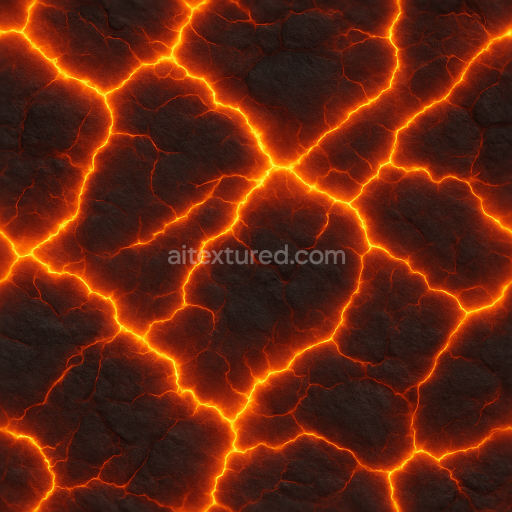 Seamless 3D texture of fire veins with glowing magma PBR 8K surface