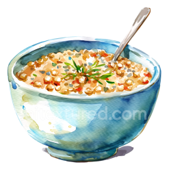seamless Watercolor Style Buckwheat Hot Cereal Breakfast Bowl Illustration texture 8k free download PBR