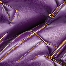 seamless Seamless 3D purple pebbled leather PBR texture with gold stitching and padded panels texture 8k free download PBR