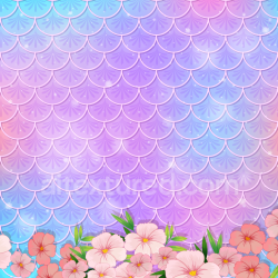 seamless Seamless 3D PBR Mermaid Scale Texture with Pastel Gradient and Floral Accent texture 8k free download PBR