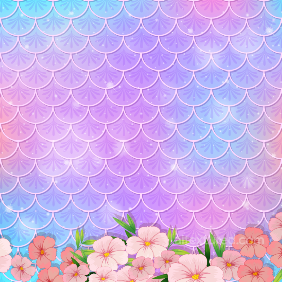 Mermaid Scale Texture with Pastel Gradient and Floral Accent Mermaid Scale texture preview