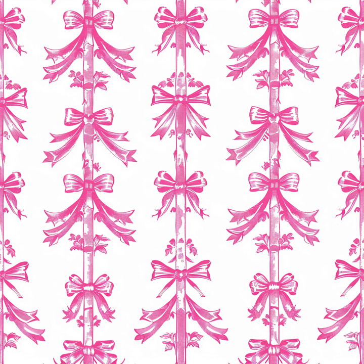 All Christmas Digital paper of Pink Ribbon Bows on White Background seamless PBR texture preview