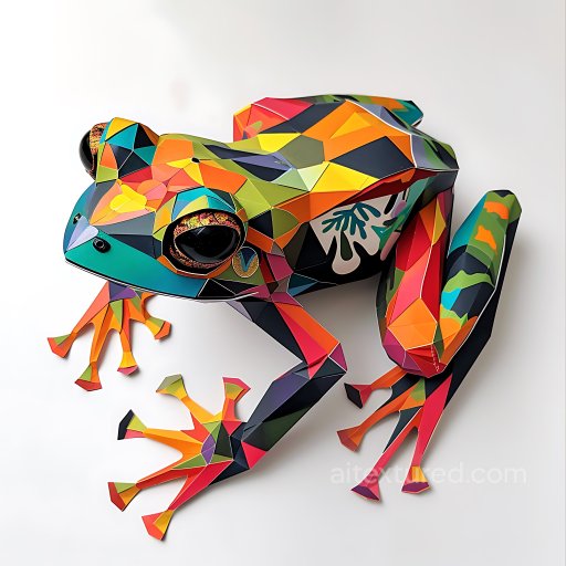 Animal - Seamless 3D PBR texture of colorful geometric dart frog pattern texture preview