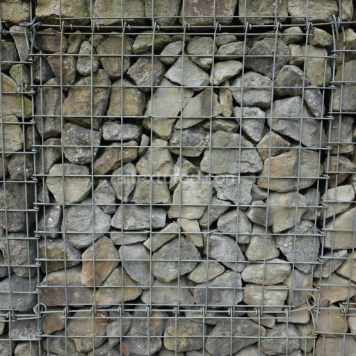 High-Resolution PBR Texture of Wire Caged Stones