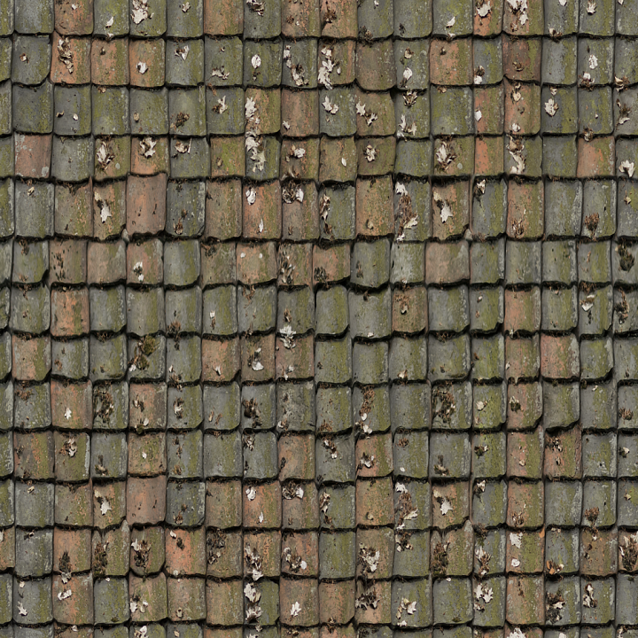 Ceramic Tiles Old - Tiles Old Worn Weathered Mossy Rustic seamless PBR texture preview