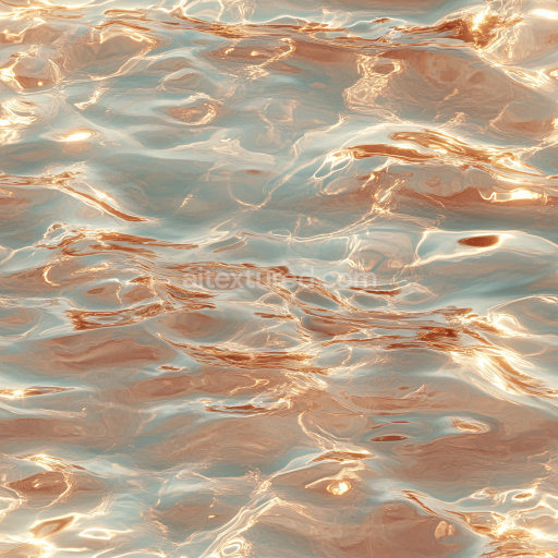 Seamless 3D Water PBR Texture Featuring Soft Waves and Warm Golden Highlights