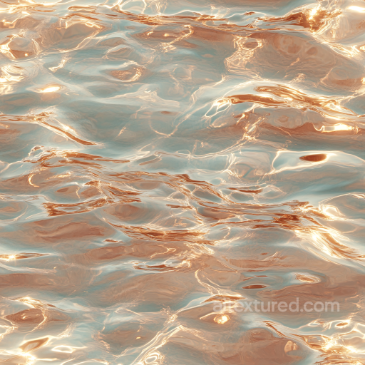 Water PBR Texture Featuring Soft Waves and Warm Golden Highlights seamless Water PBR texture