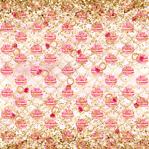 Seamless 3D PBR Texture of Pink and Gold Christmas Ornaments Pattern
