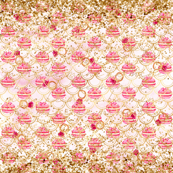 Christmas Digital Paper Texture with Pink Ornaments & Gold Glitter All Christmas Digital paper texture preview