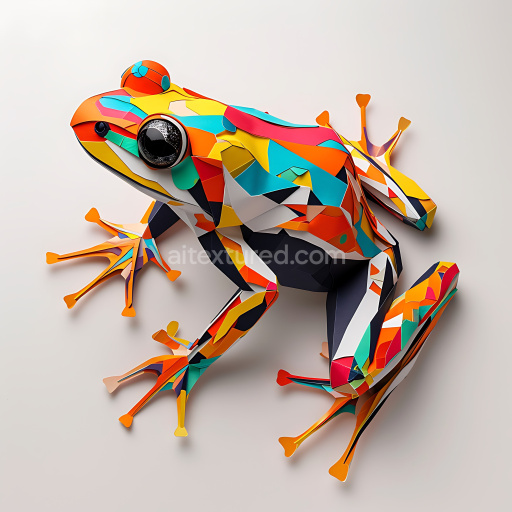 Seamless 3D PBR Texture of Colorful Geometric Dart Frog Pattern