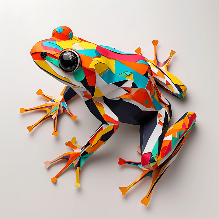 Animal of Colorful Geometric Dart Frog Pattern seamless PBR texture preview