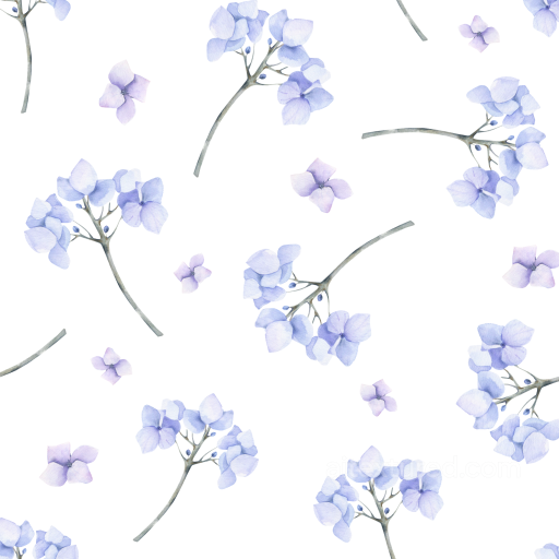 Watercolor Greenery Texture of Delicate Blue Hydrangea Flowers in Watercolor Style seamless watercolor greenery PBR texture
