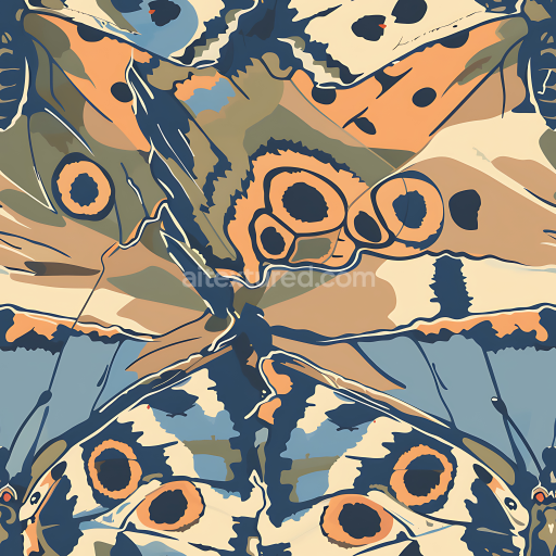 Seamless 3D Stylized Butterfly Camouflage PBR Texture with Organic Wing Patterns and Earthy Tones