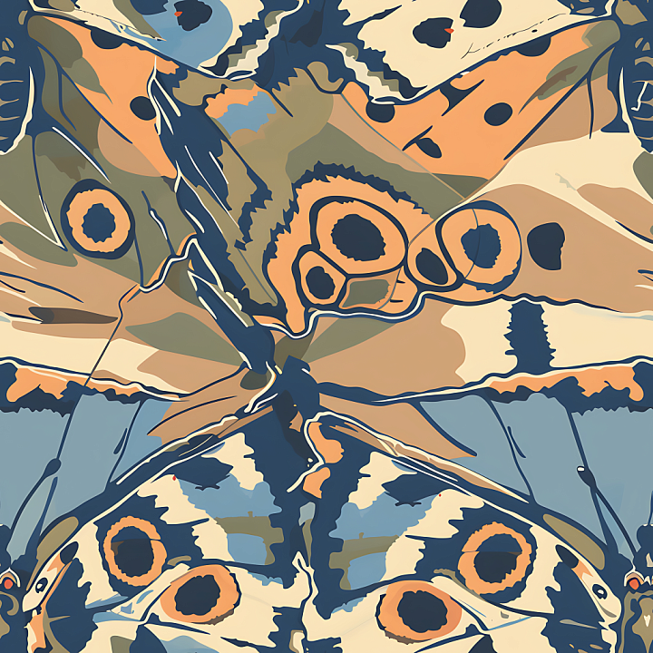Stylized Butterfly Camouflage with Organic Wing Patterns and Earthy Ton… seamless PBR texture preview