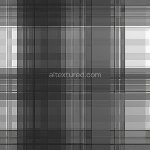 Seamless Black and White Plaid 3D PBR Texture with Fine Lines