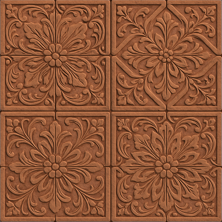 Ornate Clay Tiles seamless PBR texture preview