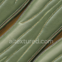 seamless Seamless 3D Olive Green Leather PBR Texture with Detailed Stitched Panels and Fine Grain texture 8k free download PBR