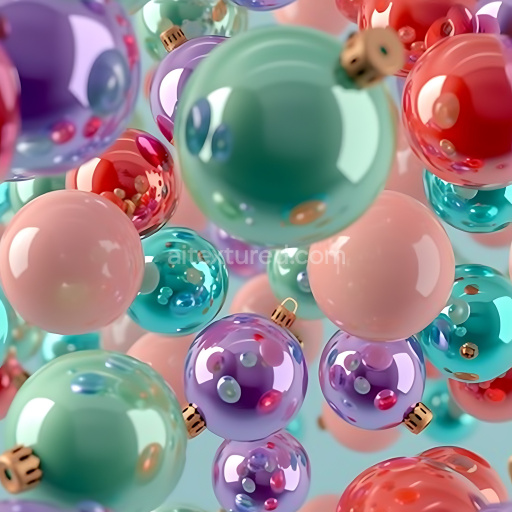 Seamless 3D Inflated Glossy Colorful Spheres PBR Texture with Reflective Surfaces