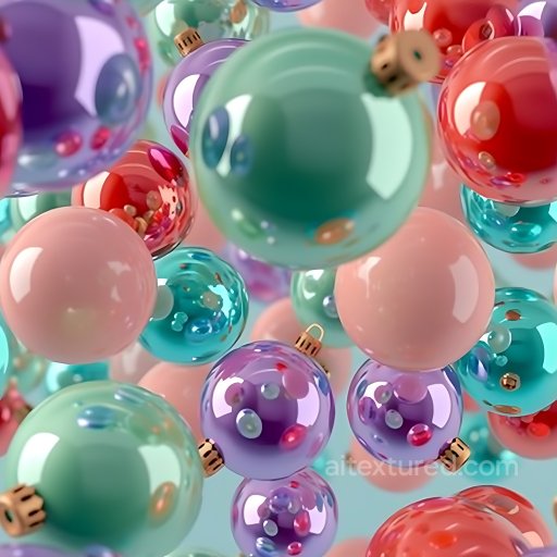 Inflated Glossy Colorful Spheres PBR Texture with Reflective Surfaces seamless Inflated PBR texture