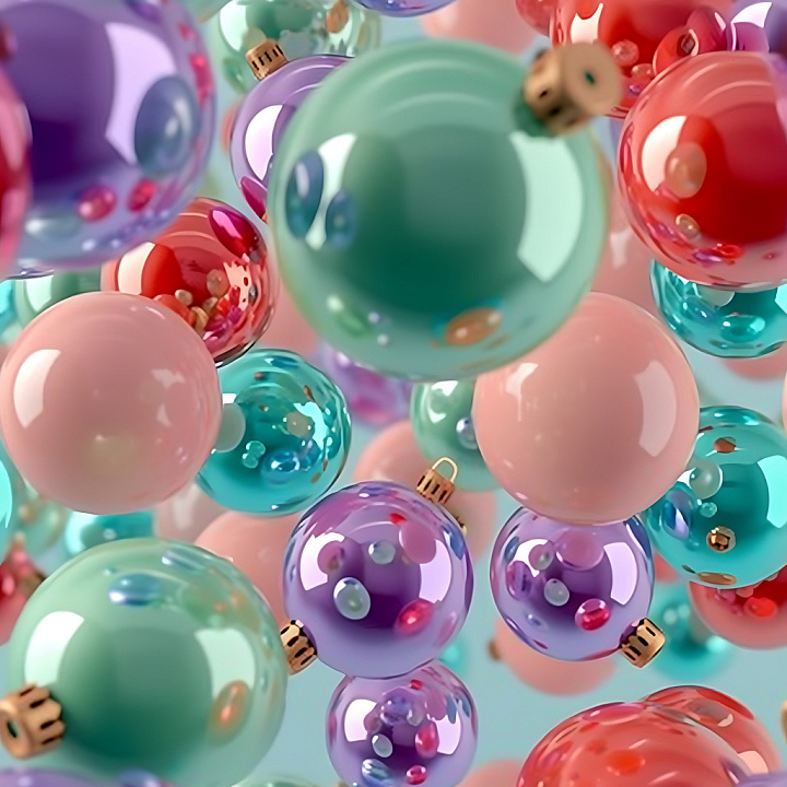 Inflated Glossy Colorful Spheres with Reflective Surfaces seamless PBR texture preview