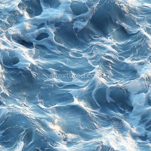 Seamless 3D PBR Water Texture with Realistic Ocean Foam and Waves