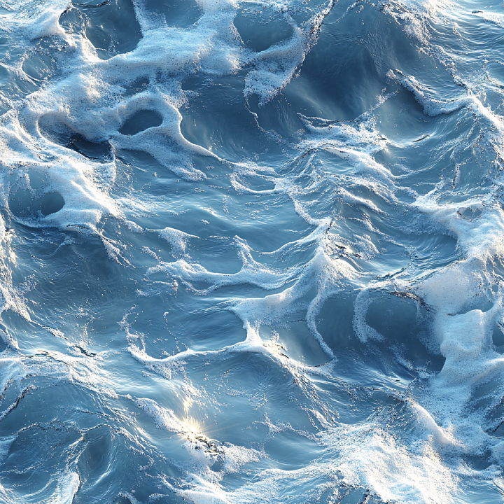 Water with Realistic Ocean Foam and Waves seamless PBR texture preview