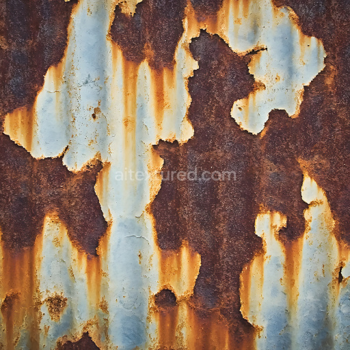 Seamless 3D PBR Rusty Metal Texture Featuring Cracked, Torn Holes and Corrosion