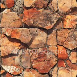 seamless Seamless 3D Weathered Stone Wall PBR Texture with Earthy Red and Brown Tones texture 8k free download PBR