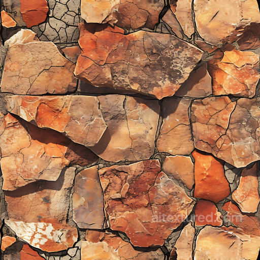 Weathered Stone Wall PBR Texture with Earthy Red and Brown Tones seamless Stone PBR texture