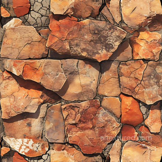 Weathered Stone Wall PBR Texture with Earthy Red and Brown Tones Stone texture preview
