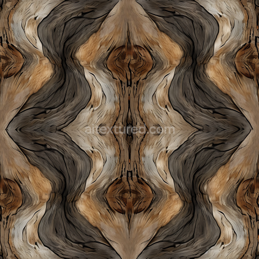 Seamless 3D Weathered Driftwood PBR Texture with Knots and Cracks