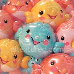 seamless Seamless 3D Inflated Plush Vinyl Fish PBR Texture in Pastel Colors texture 8k free download PBR
