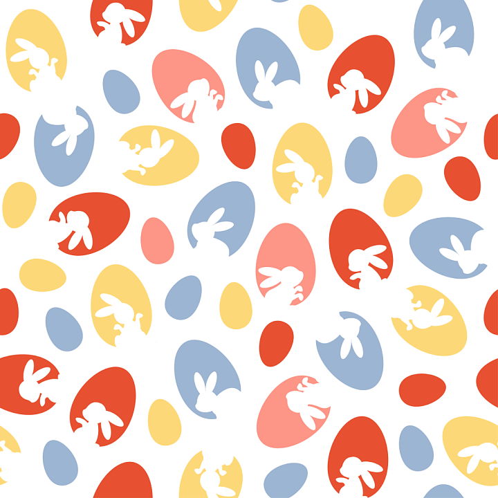 with Easter Bunny Silhouettes and Colorful Eggs seamless PBR texture preview