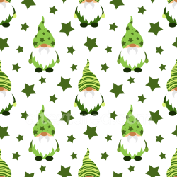 seamless Seamless 3D PBR Texture Featuring Cute Green St Patrick Gnomes and Stars texture 8k free download PBR