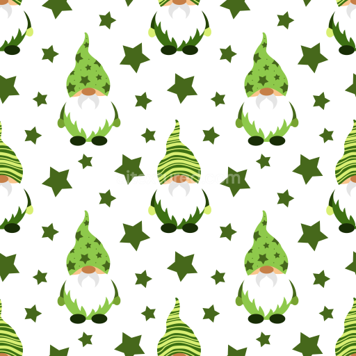 Seamless 3D PBR Texture Featuring Cute Green St Patrick Gnomes and Stars