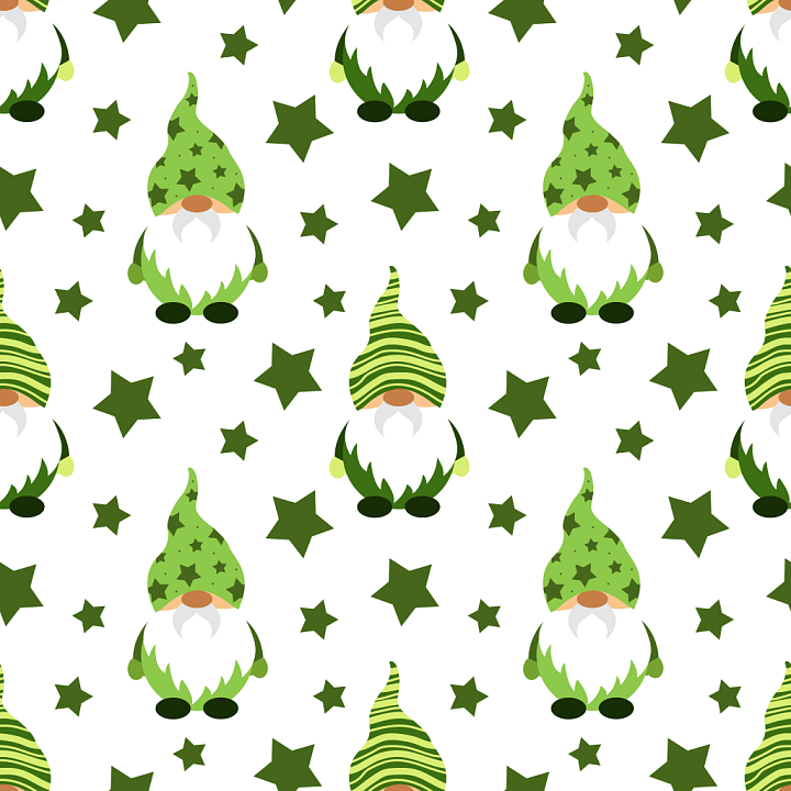 Featuring Cute Green St Patrick Gnomes and Stars seamless PBR texture preview
